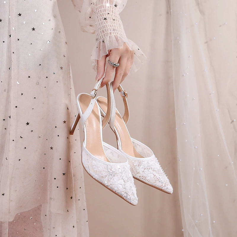 ID:21610 - Pointed toe hollow back mesh sandals